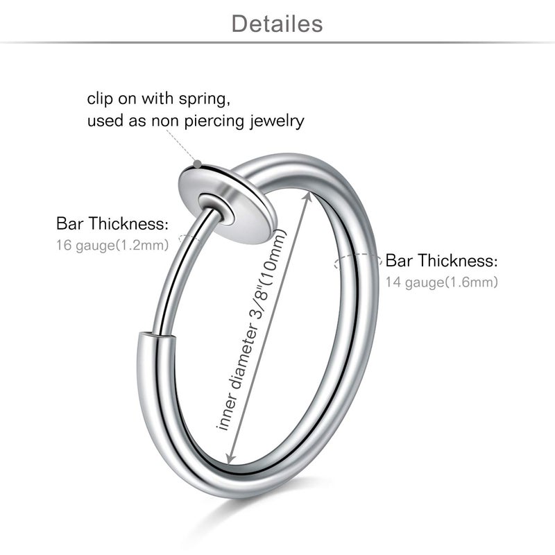 MODRSA Faux Nose Ring - Spring Hoop Clip On, Non-Piercing Jewelry for Women - Image 2